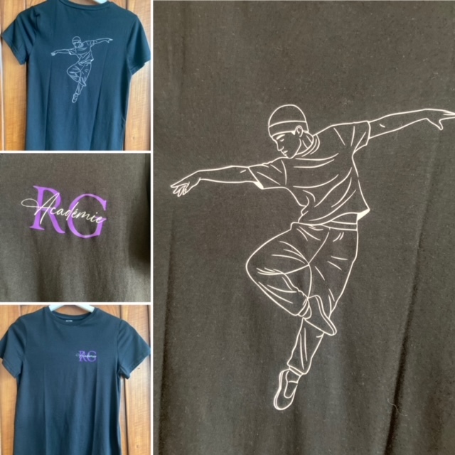 Tshirt noir .Dessin dos Homme en blanc