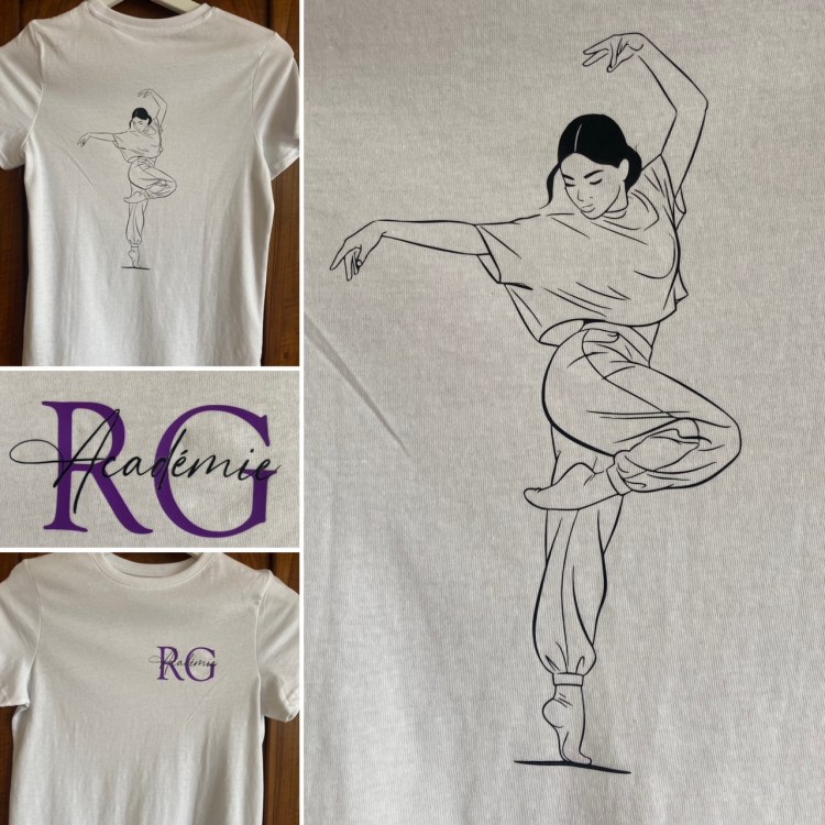 Tshirt Blanc. Dessin du dos Femme noir