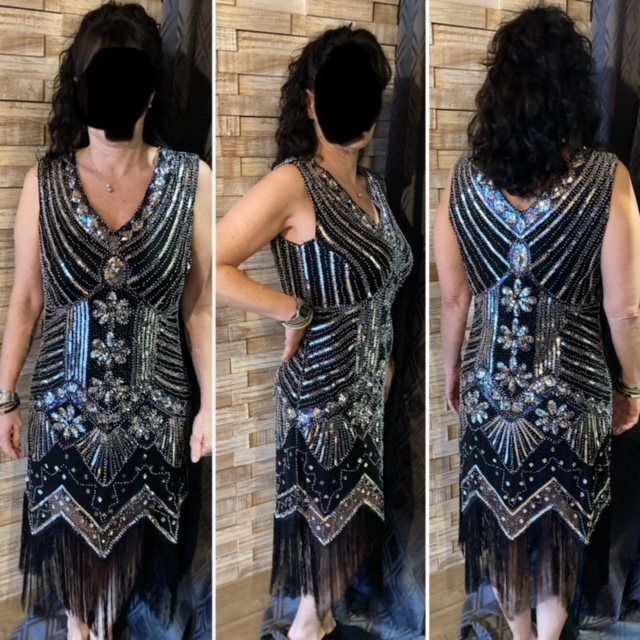 Robe style Gatsby le magnifique Argent Taille XL