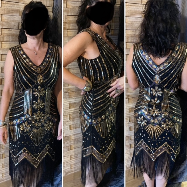 Robe style Gatsby le magnifique Doré Taille XL